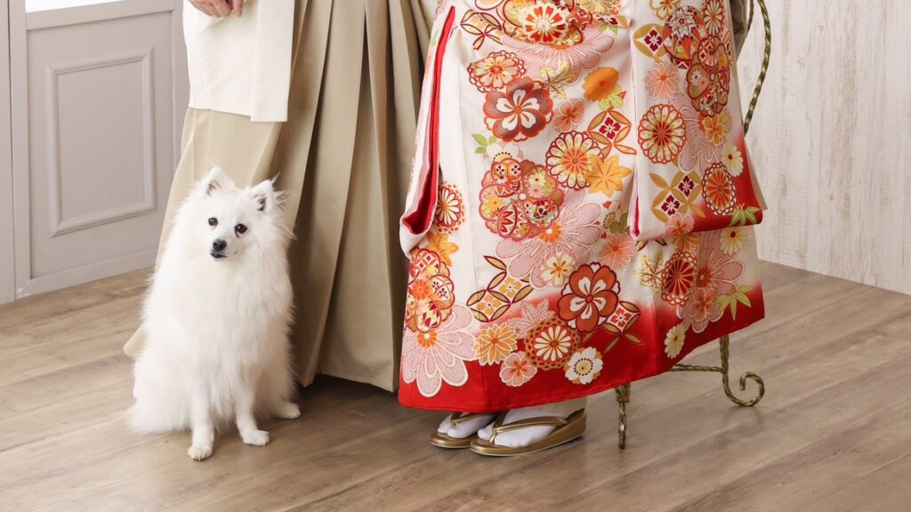 photo efyで撮ってもらった家族写真。愛犬も一緒に写っている。